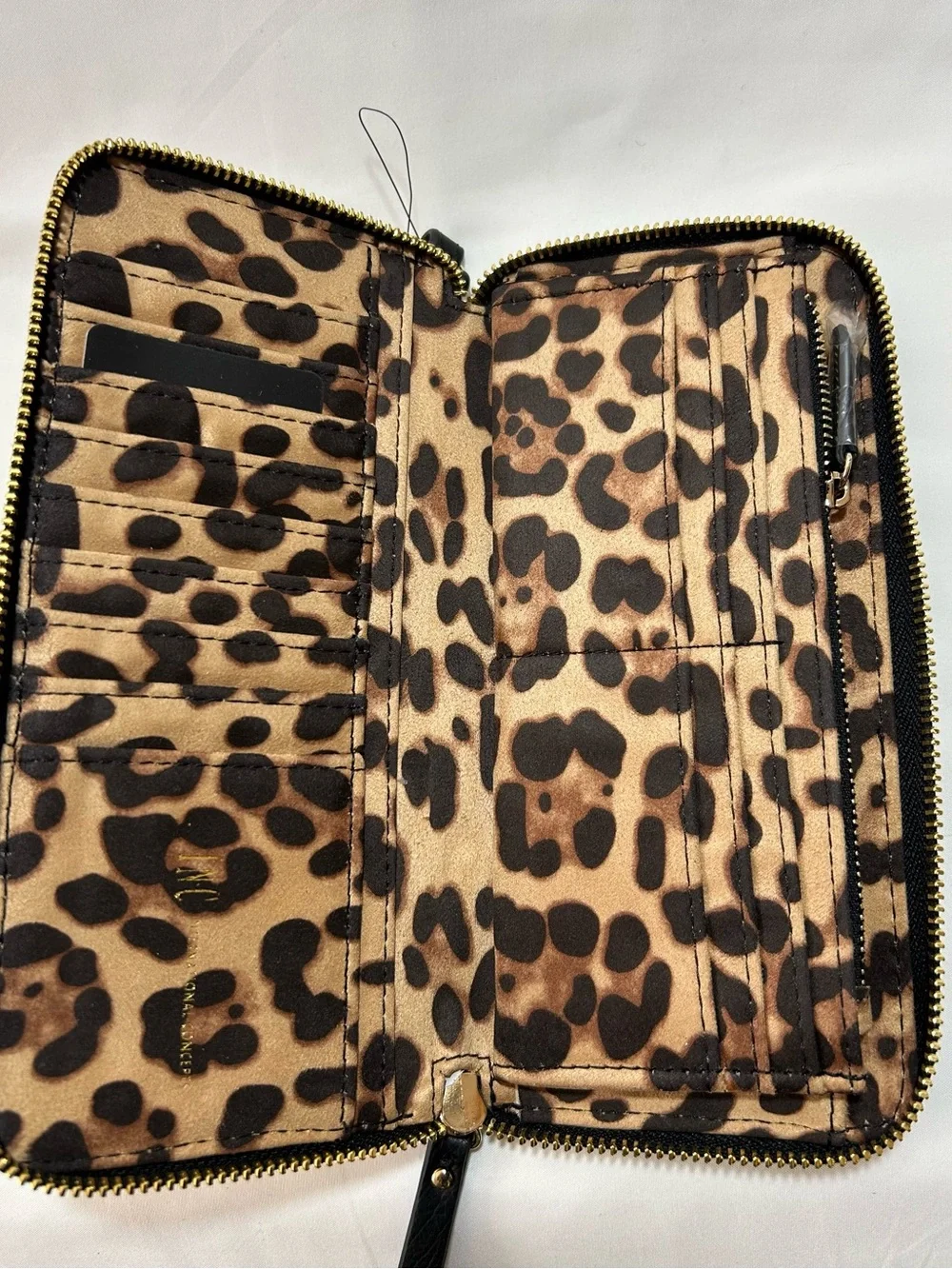 Leopard Print Wristlet Clutch with Stud Detail - Brown INC brand New